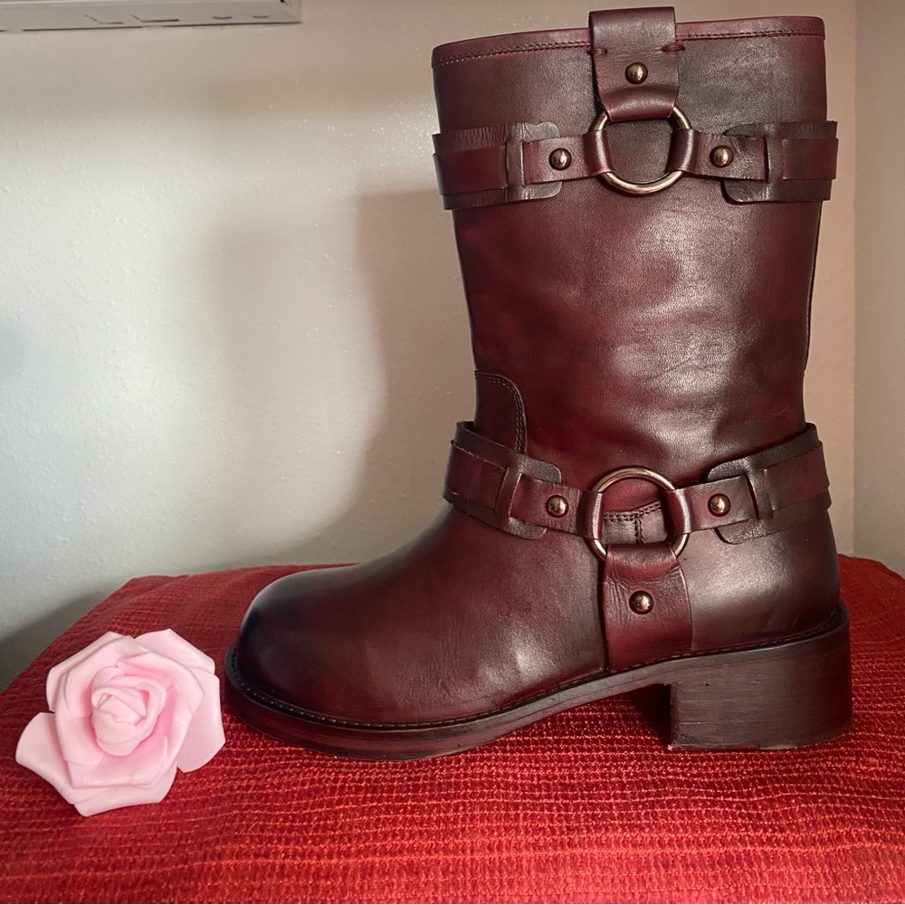 NWT…VINTAGE FOUNDRY… WOMENS BURGUNDY LEATHER BOOTS - Picture 12 of 16